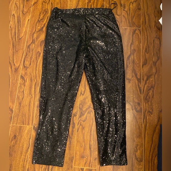 Black sequin joggers, size 10 - Picture 3 of 6